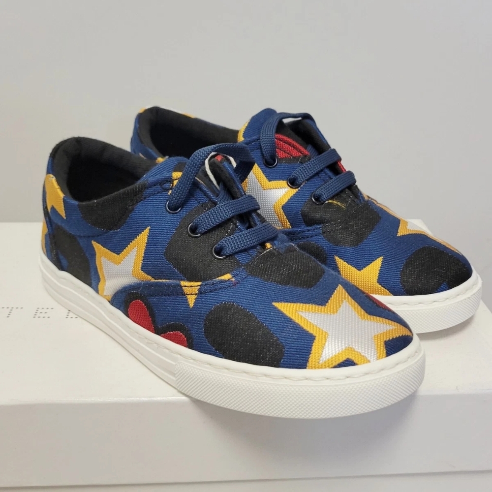 Stella McCartney Canvas Lace Up Shoes Canvas Hearts And Stars SIZE 5.5